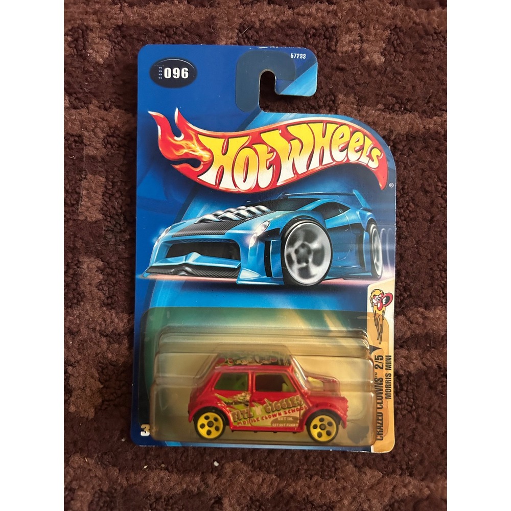 Hot Wheels 2003 Crazed Clowns Morris Mini Red 2/5 Collector 096 Diecast Car